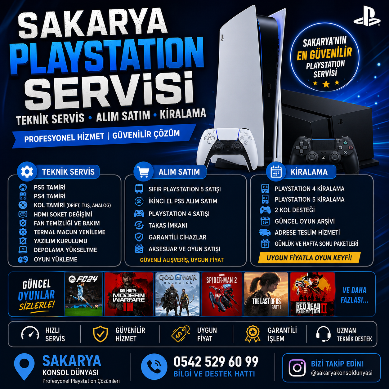 Sakarya Playstation Servisi | Teknik Servis, Alım Satım ve Kiralama Hizmetleri