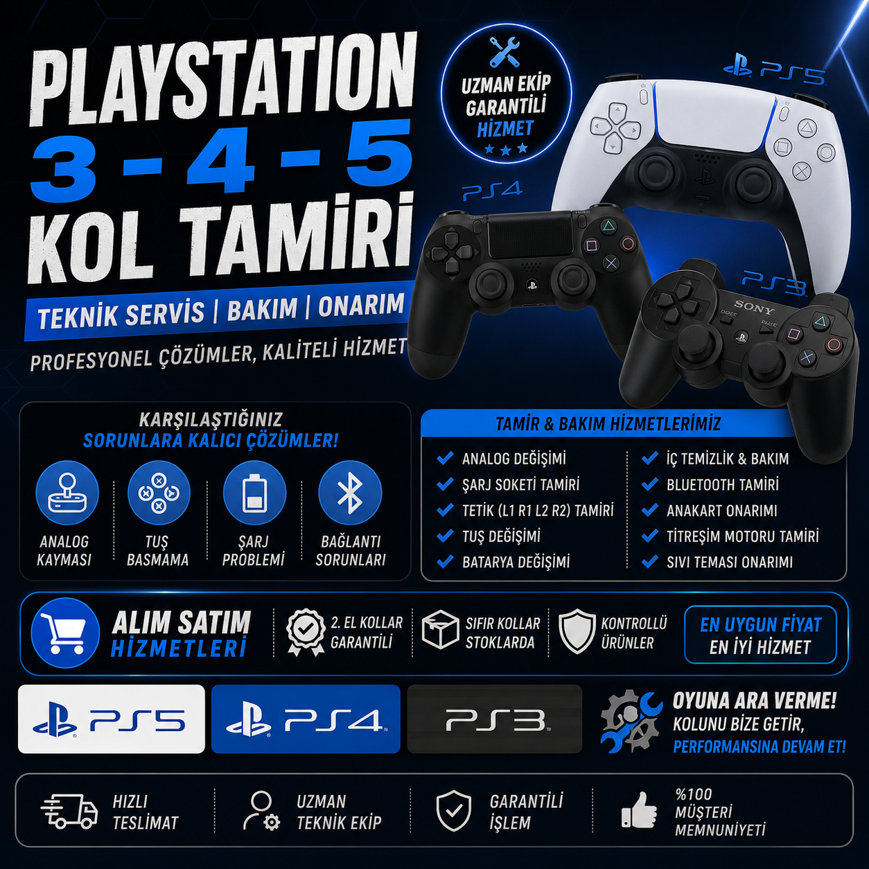 Playstation 3 4 5 Kol Tamiri | Teknik Servis, Bakım ve Onarım Hizmetleri